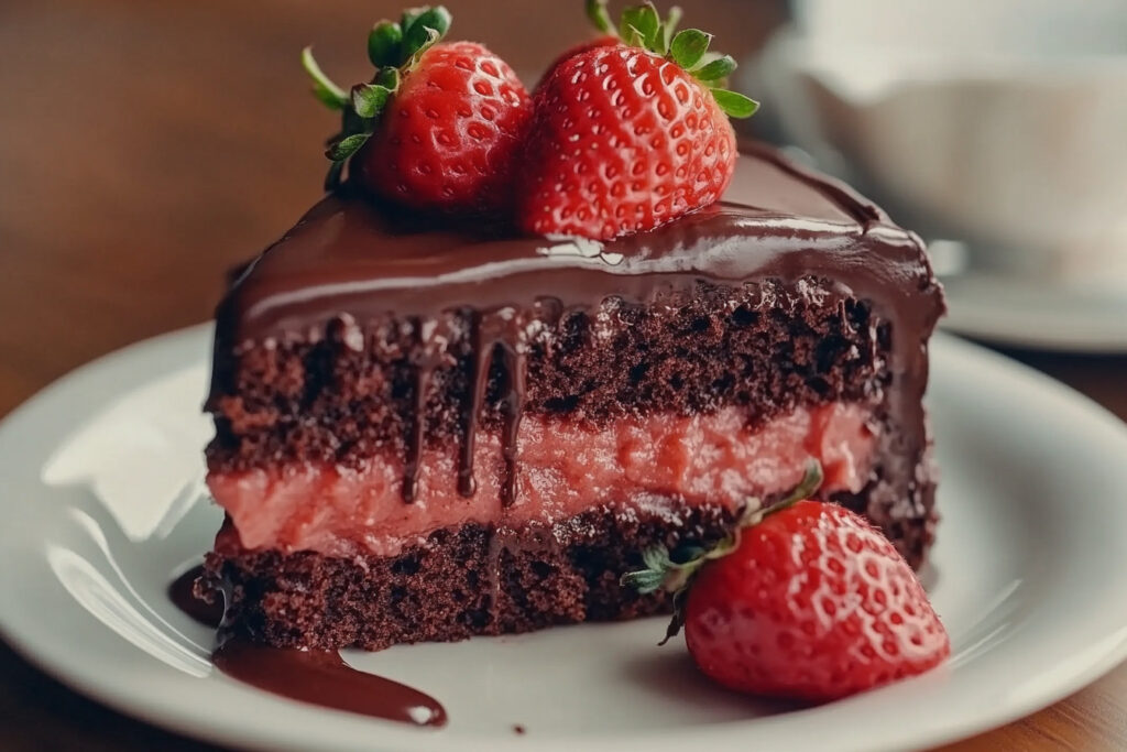 Chocolate Cake with Fresh Strawberry Filling