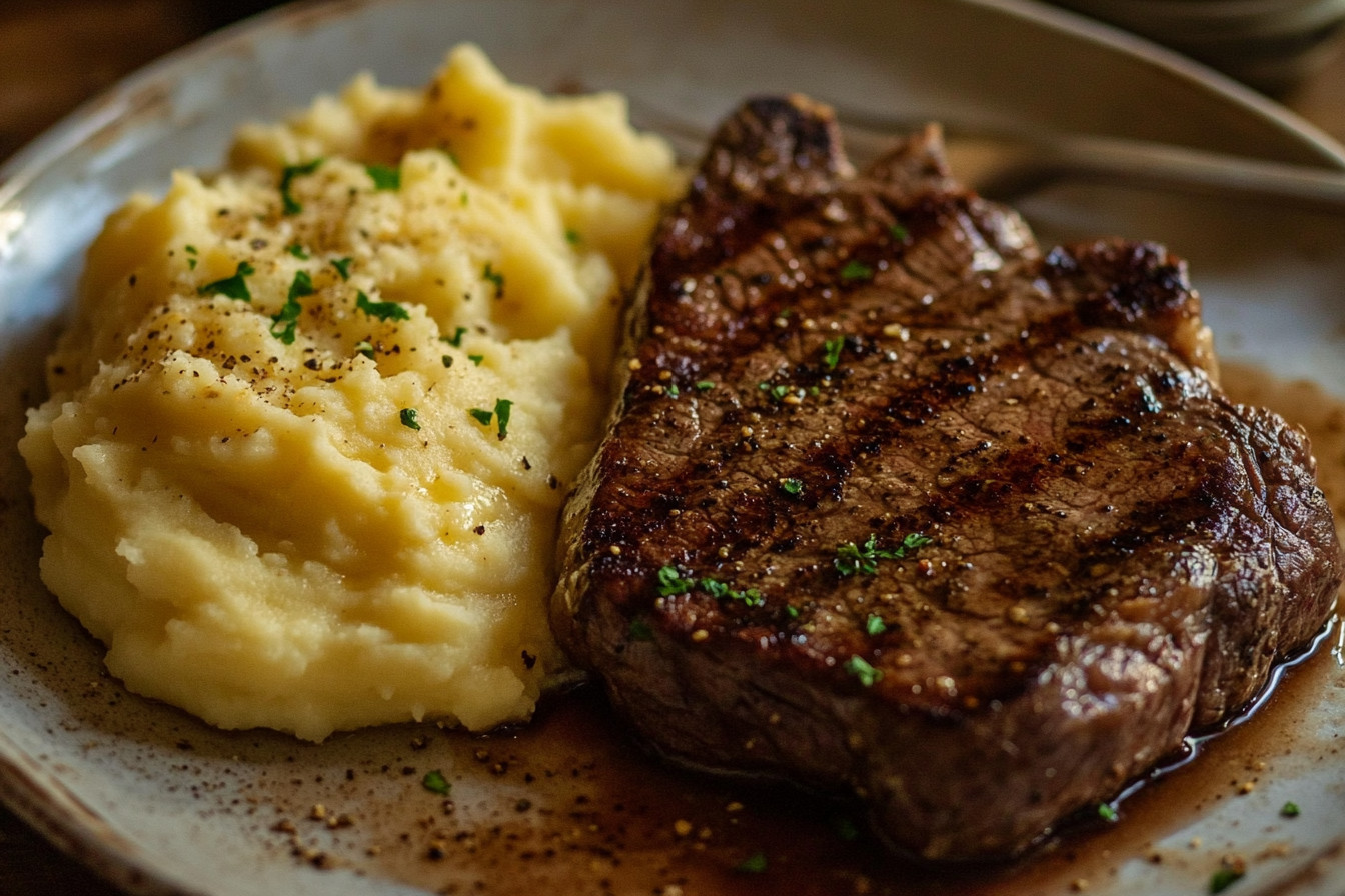 Enchanted Garlic Butter Steak with Creamy Mashed Potatoes