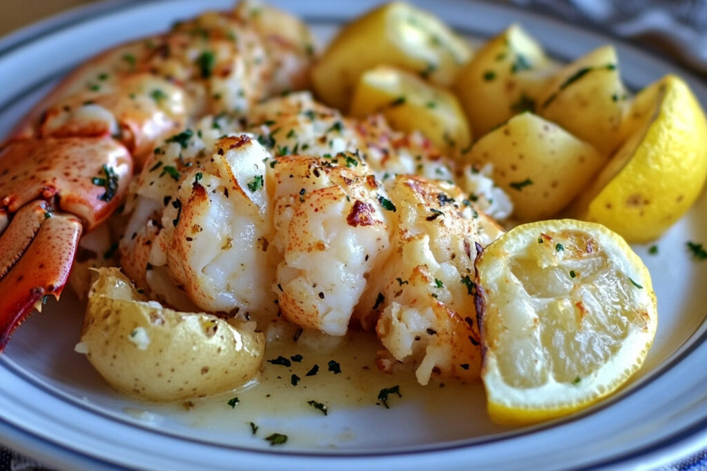 Lemon Garlic Lobster Tail with Parmesan Potatoes