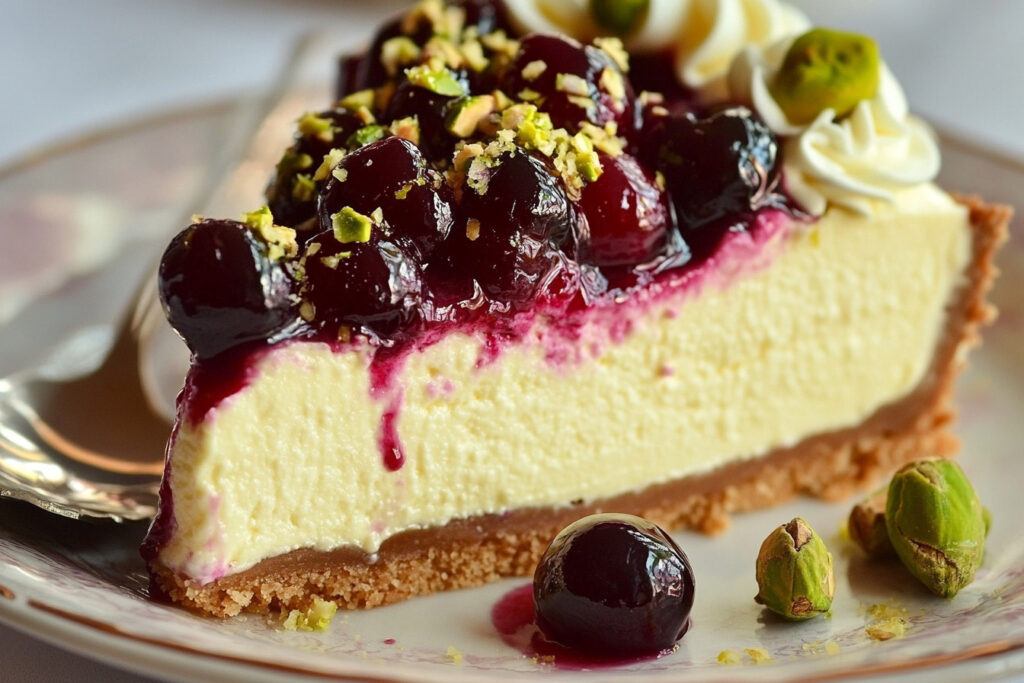 Luscious Lemon-Lime Cherry Pistachio Cheesecake