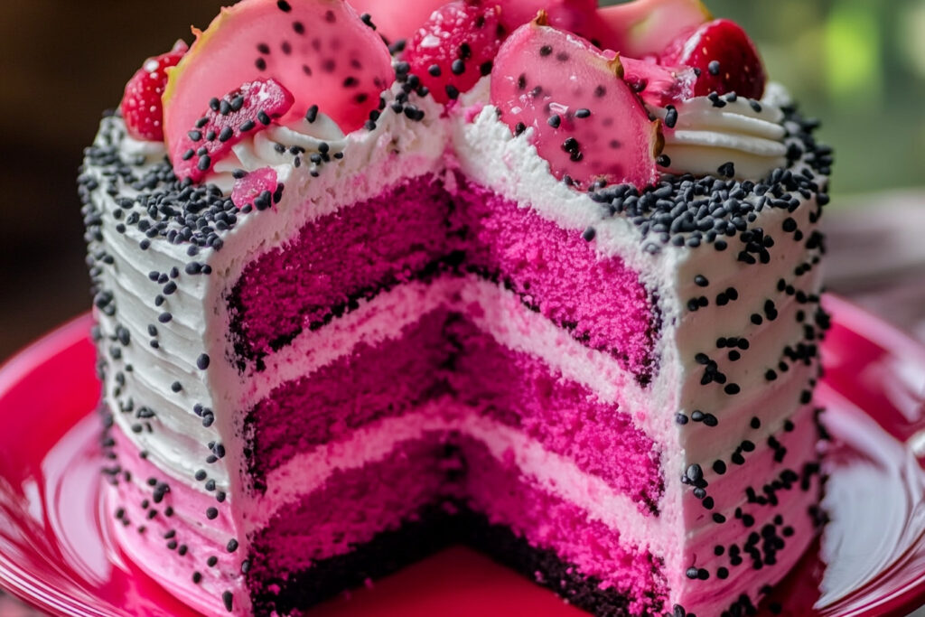 Pink Dragon Fruit Layer Cake