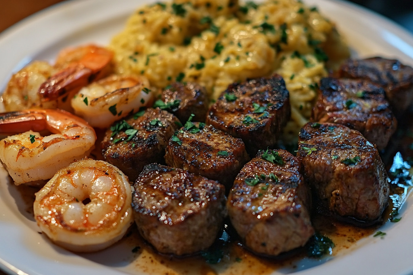 Savory Steak Bites and Shrimp