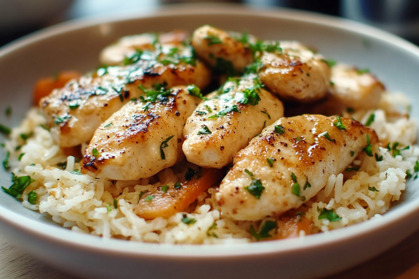 Chicken Scampi with Garlic Parmesan Rice