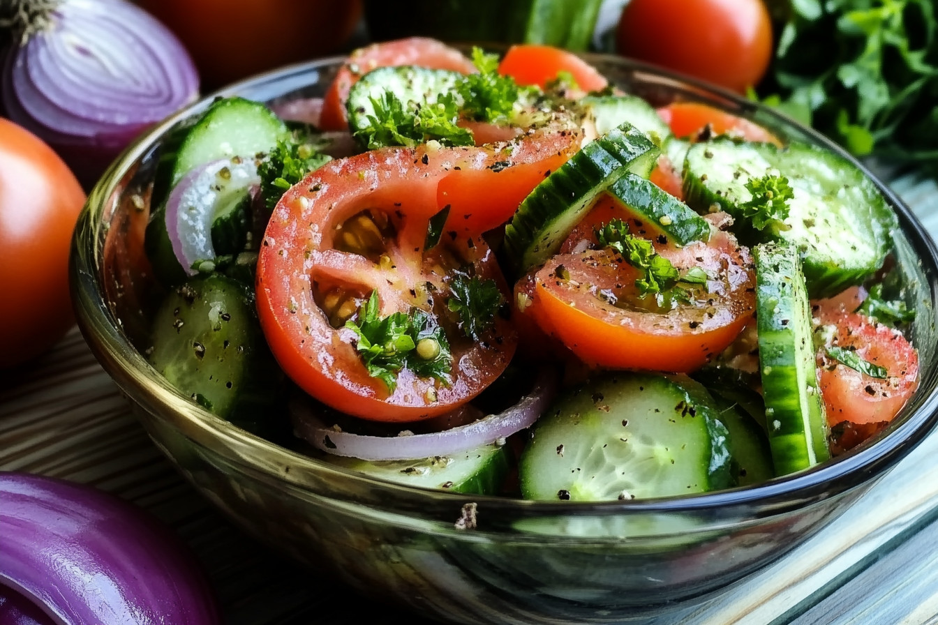 Cucumber, Onion, and Tomato Salad