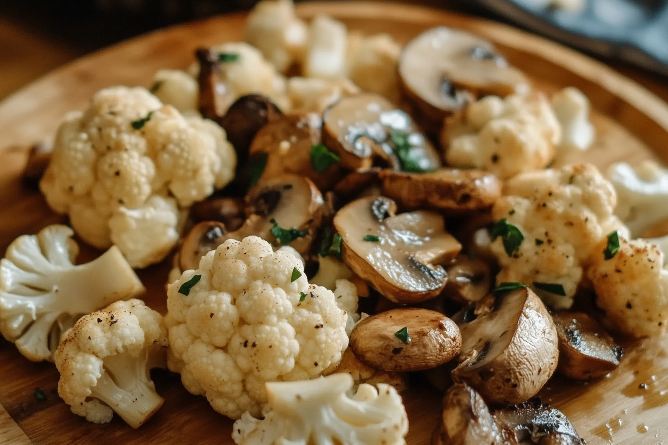 Garlic Cauliflower and Mushrooms