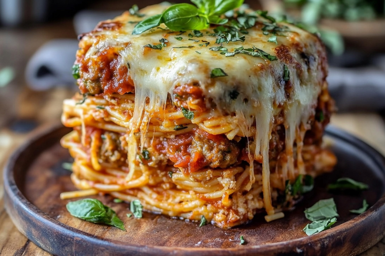 Italian Meatball Spaghetti Stack