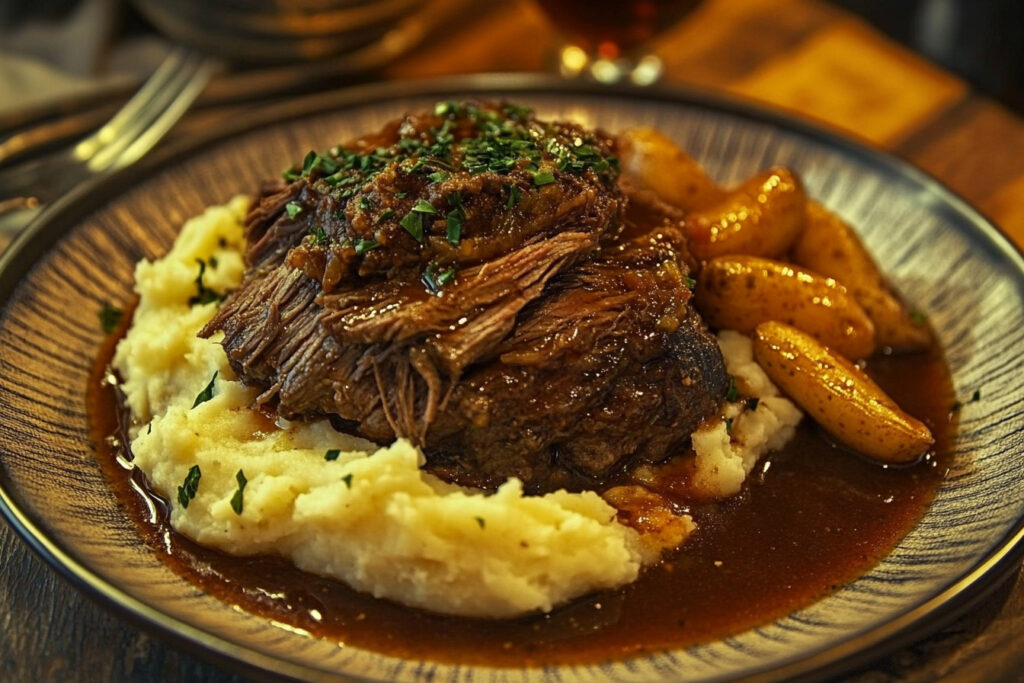 Pot Roast over Mashed Potatoes