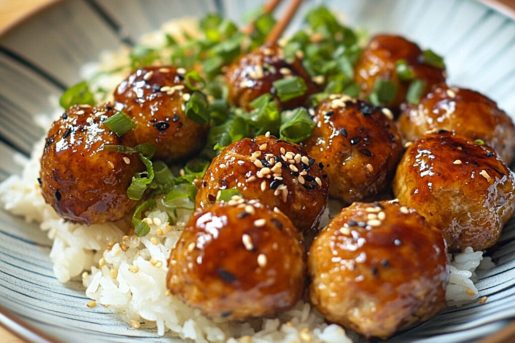 Tropical Glazed Teriyaki Chicken Meatballs