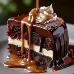Chocolate Almond Caramel Layer Cake