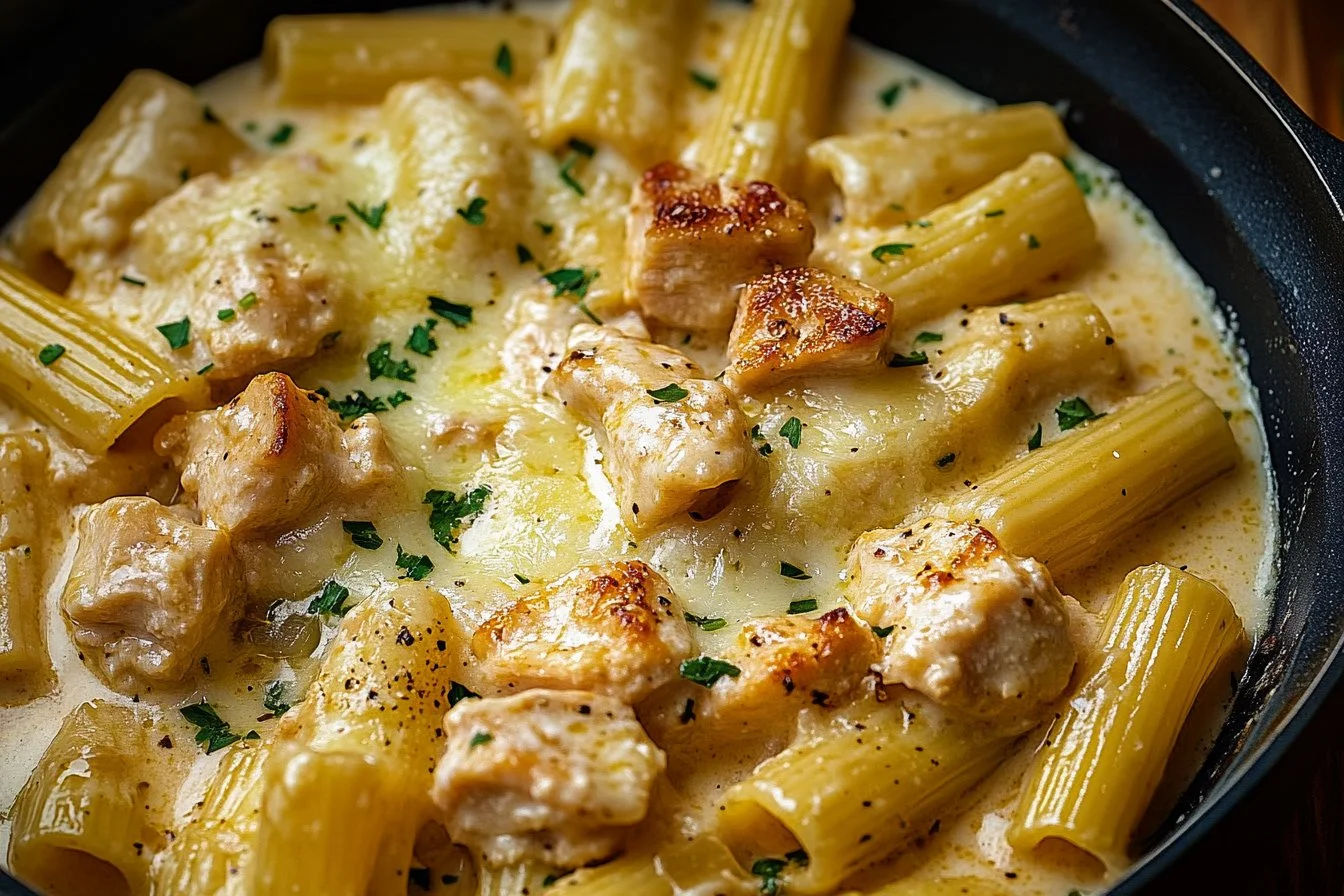 Garlic Butter Chicken Rigatoni in Creamy Parmesan Sauce