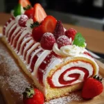 Strawberry and Whipped Cream Yule Log