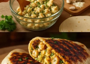Crispy Parmesan Garlic Chicken Burritos