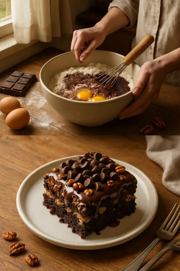 German Chocolate Poke Cake
